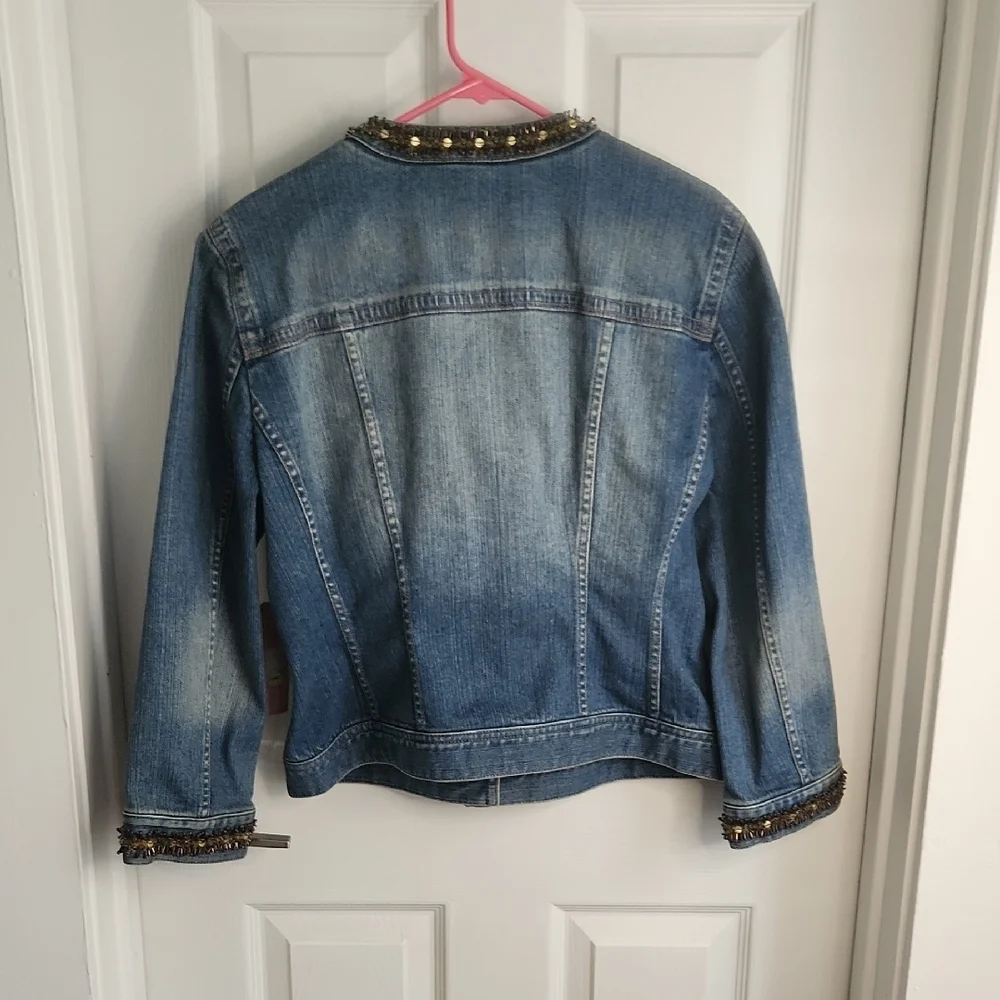 Gianni Bini Denim Jacket with Gold Details
